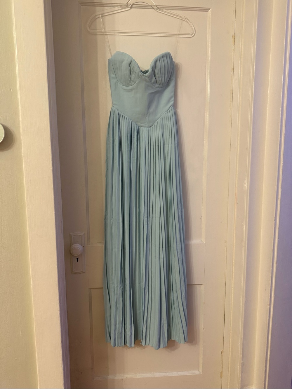 House of CB Strapless Pleated Light Blue Gown - Picture 5 of 12